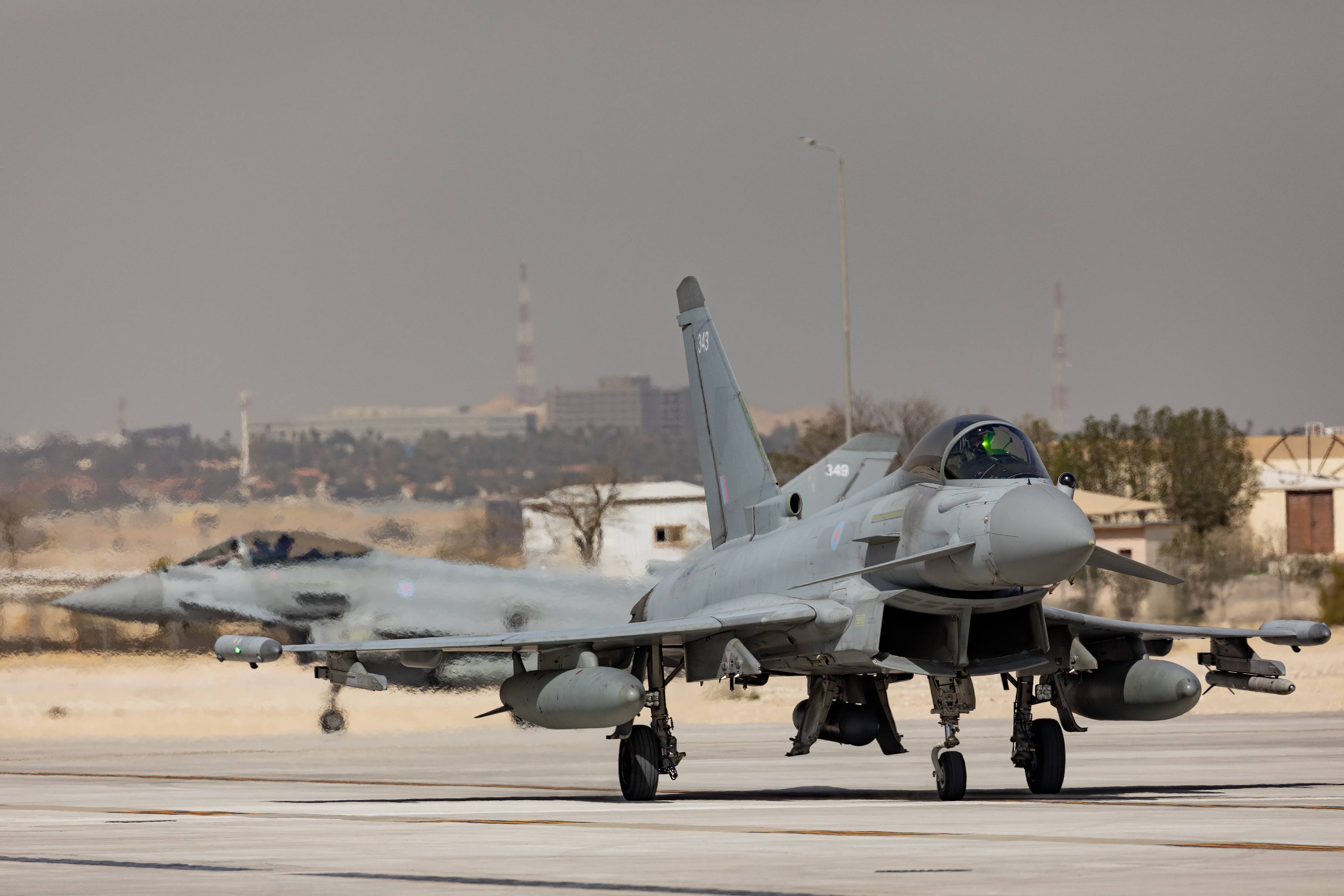 Image shows RAF Typhoon on the airfield in Saudi Arabia.